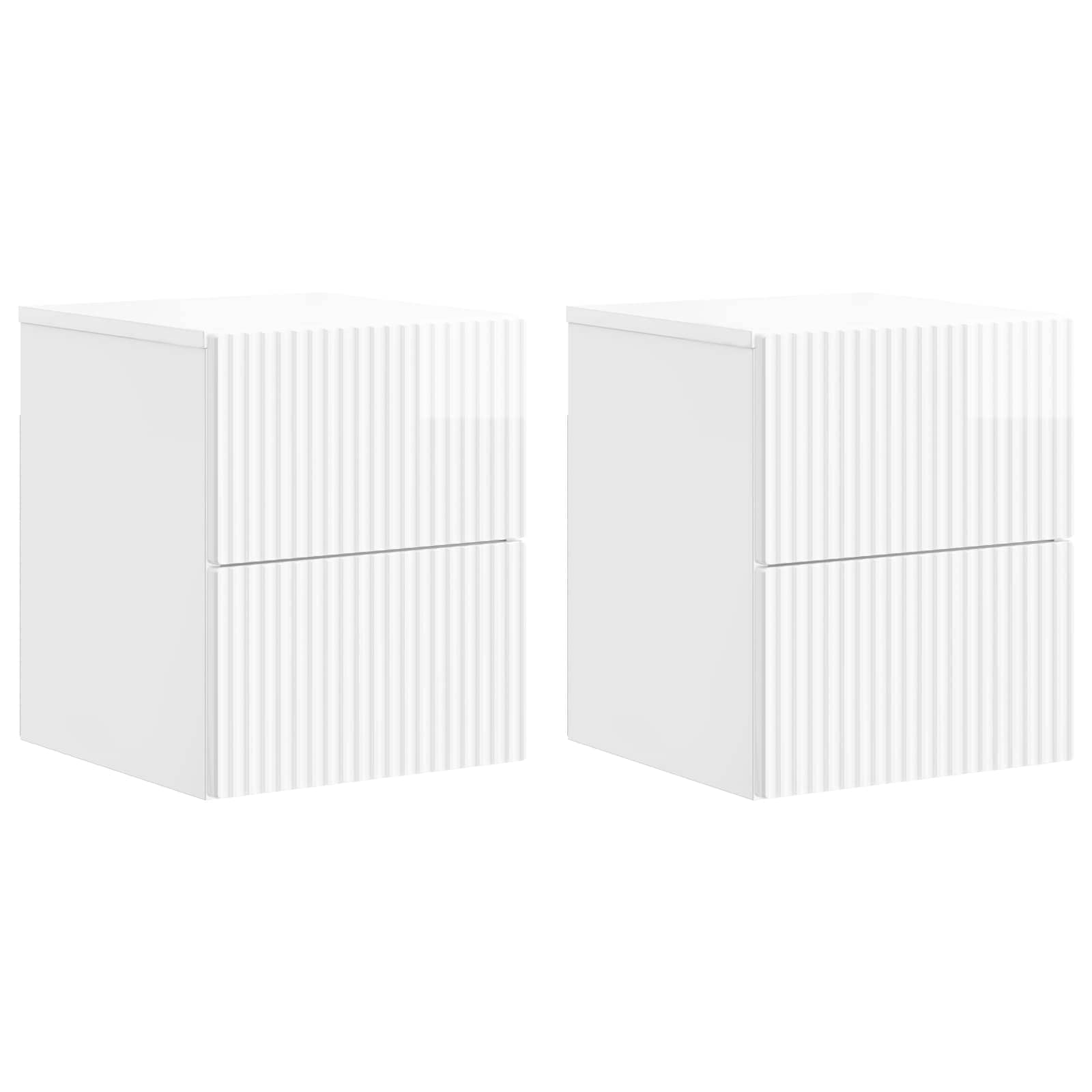 Wandmontierter Nachttisch 2 pcs Hochglanz Weiß Holzwerkstoff