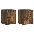 Wandmontierter Nachttisch 2 pcs Geräucherte Eiche Holzwerkstoff