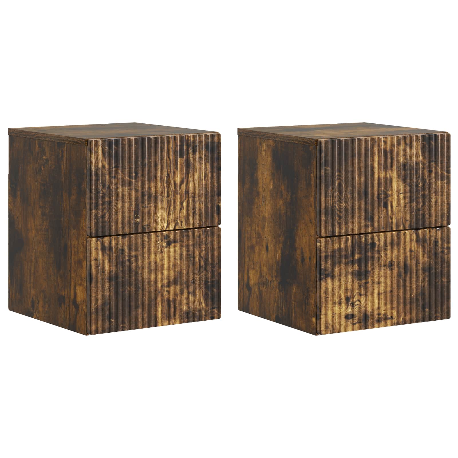 Wandmontierter Nachttisch 2 pcs Geräucherte Eiche Holzwerkstoff