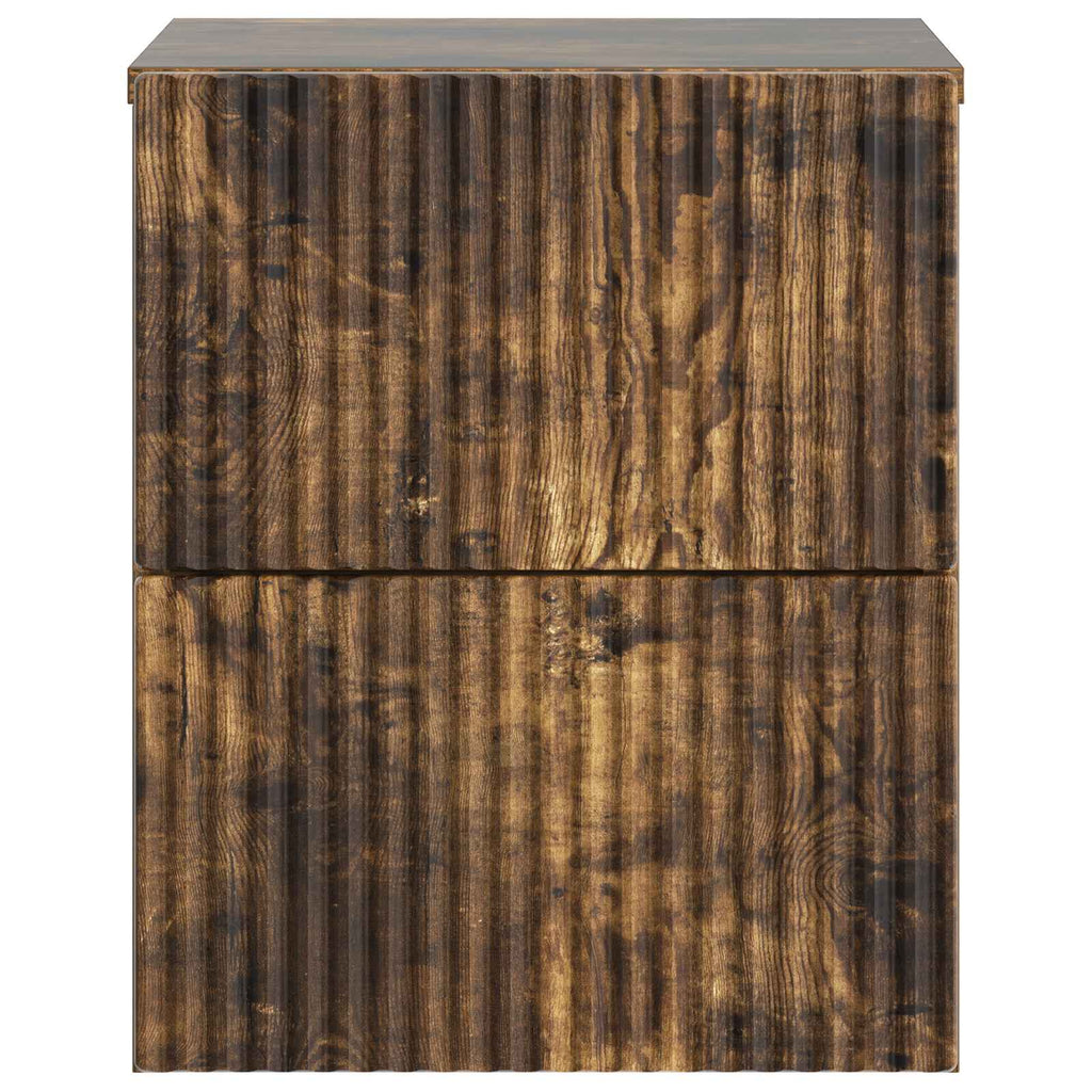 Wandmontierter Nachttisch 2 pcs Geräucherte Eiche Holzwerkstoff