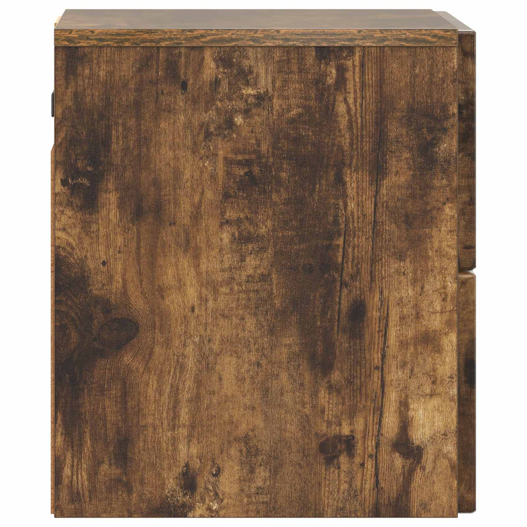 Wandmontierter Nachttisch 2 pcs Geräucherte Eiche Holzwerkstoff
