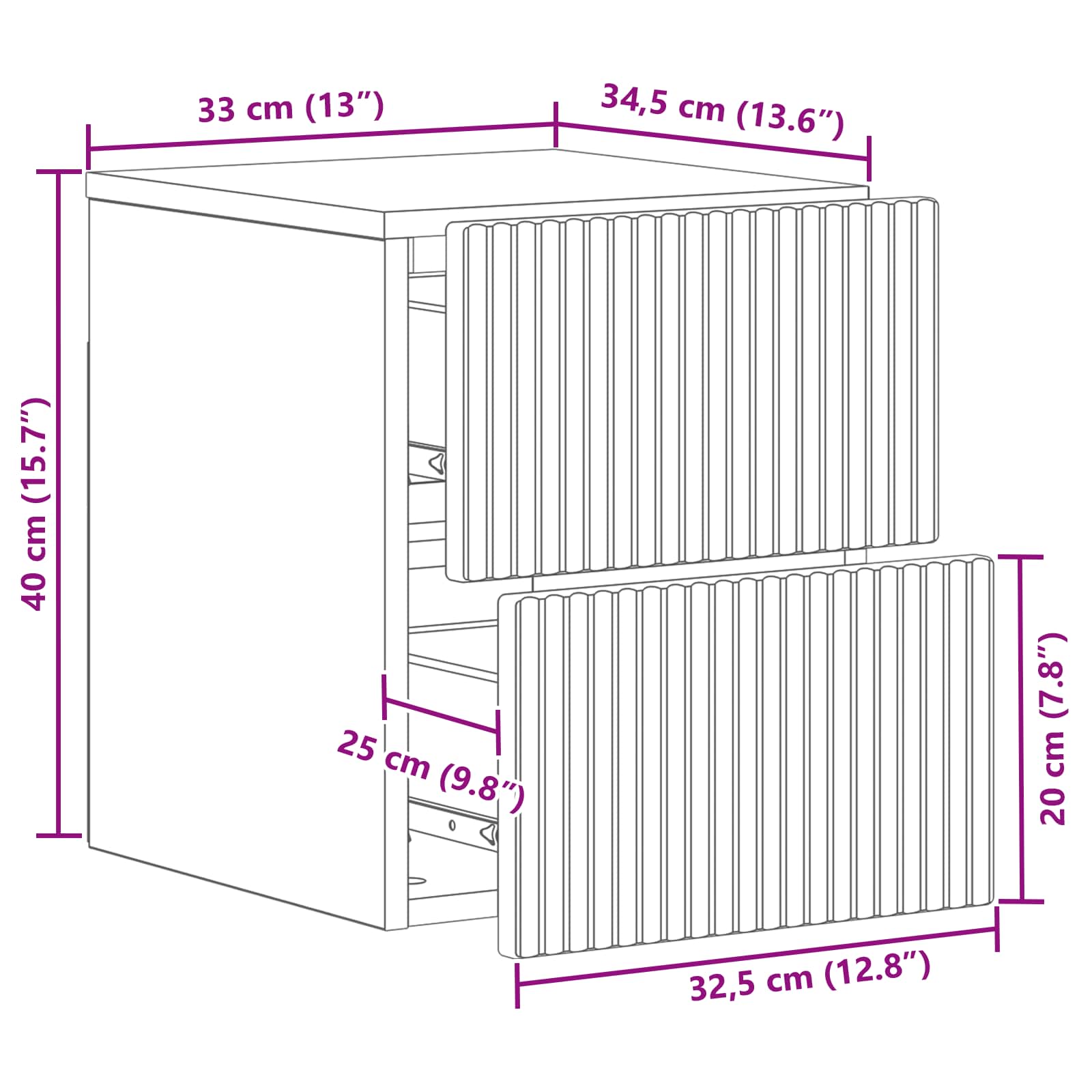 Wandmontierter Nachttisch Graues Sonoma 33 x 34,5 x 40 cm