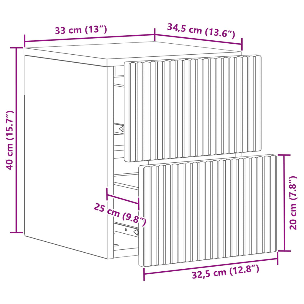 Wandmontierter Nachttisch 2 pcs Graues Sonoma 33 x 34,5 x 40 cm