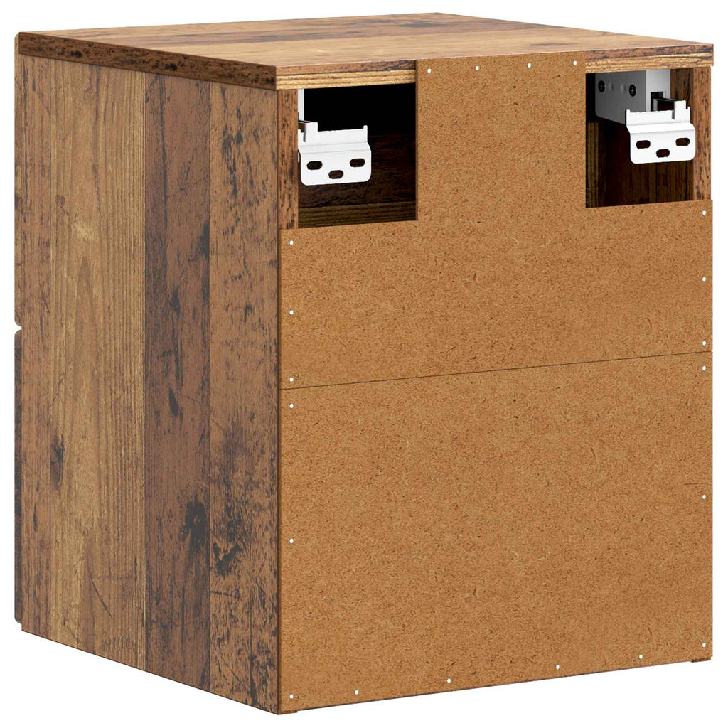 Wandmontierter Nachttisch Altholz 33 x 34,5 x 40 cm