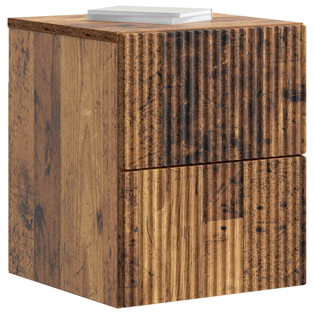 Wandmontierter Nachttisch Altholz 33 x 34,5 x 40 cm