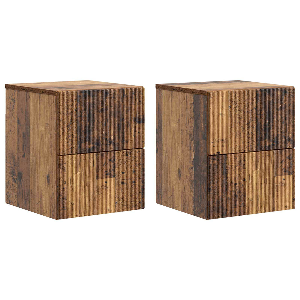 Wandmontierter Nachttisch 2 pcs Altholz 33 x 34,5 x 40 cm