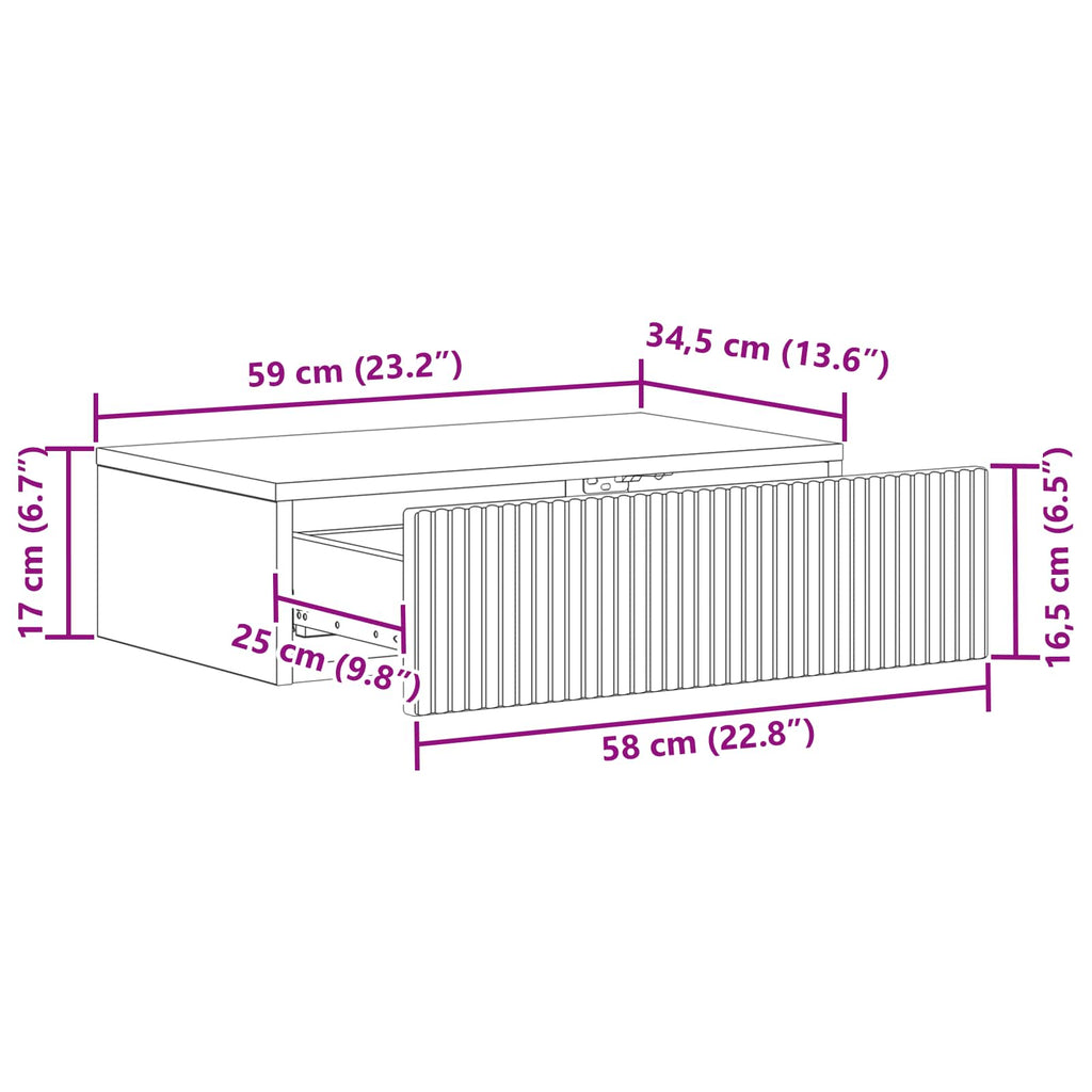 Wandmontierter Beistelltisch Altholz 59 x 34,5 x 17 cm