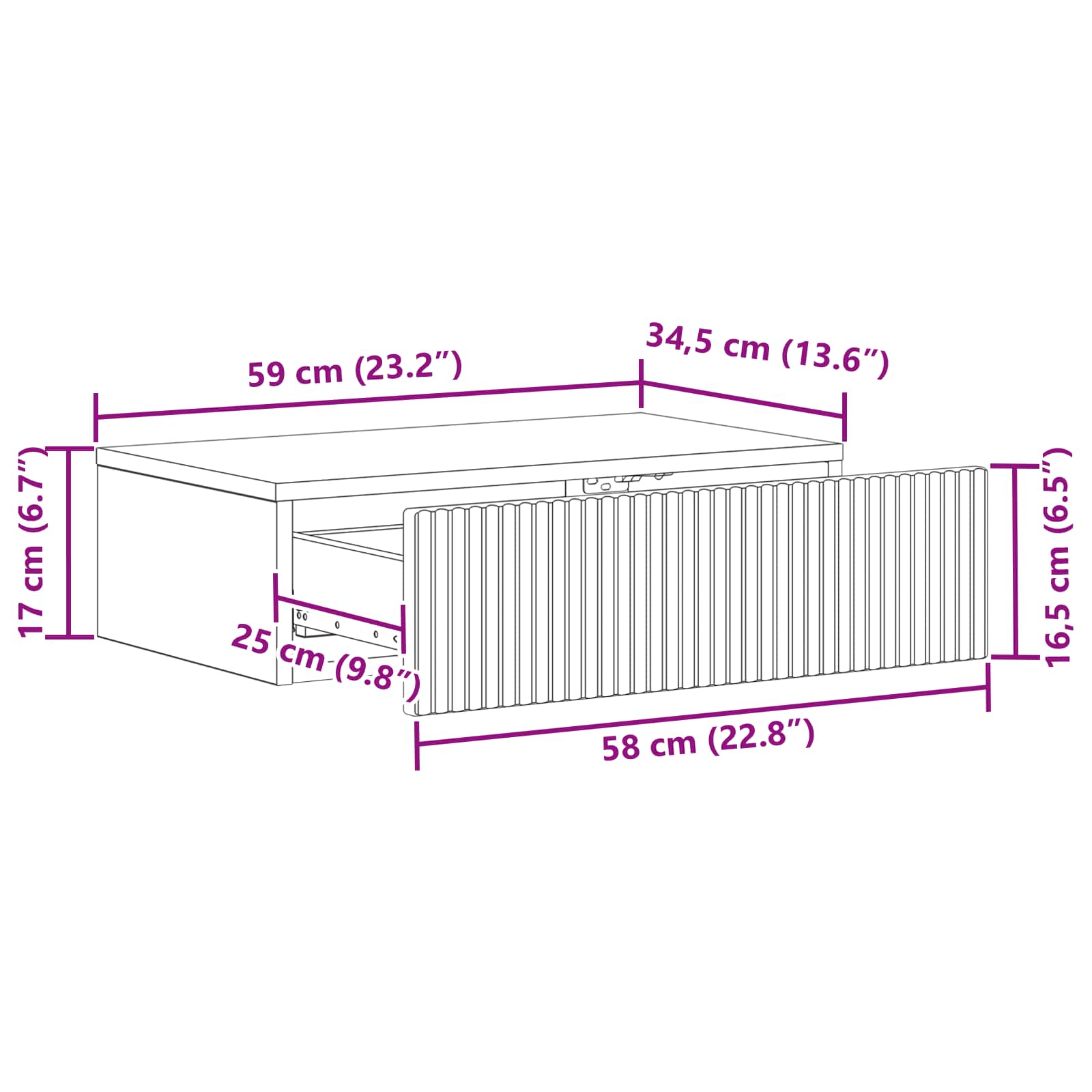 Wandmontierter Beistelltisch Artisan-Eiche 59 x 34,5 x 17 cm