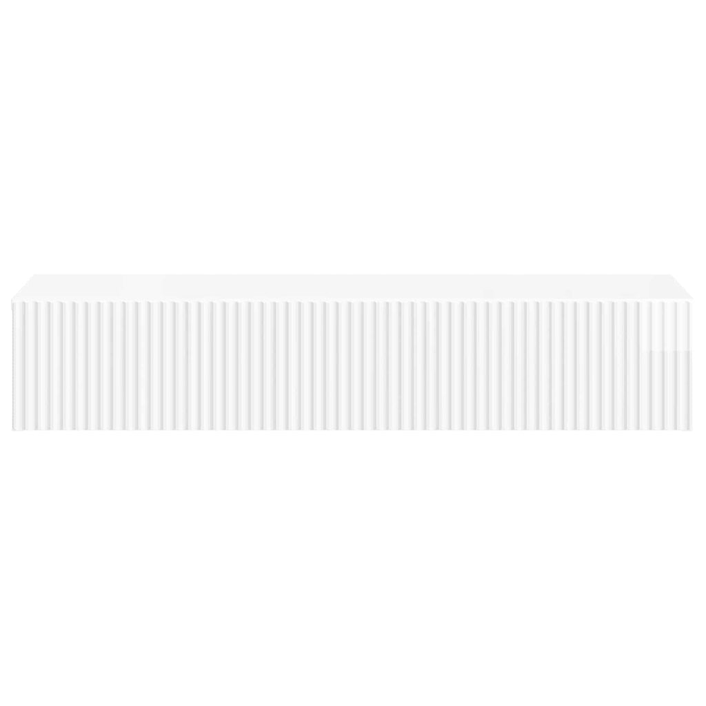 Wandmontierter Beistelltisch Hochglanz Weiß 87,5 x 34,5 x 17 cm