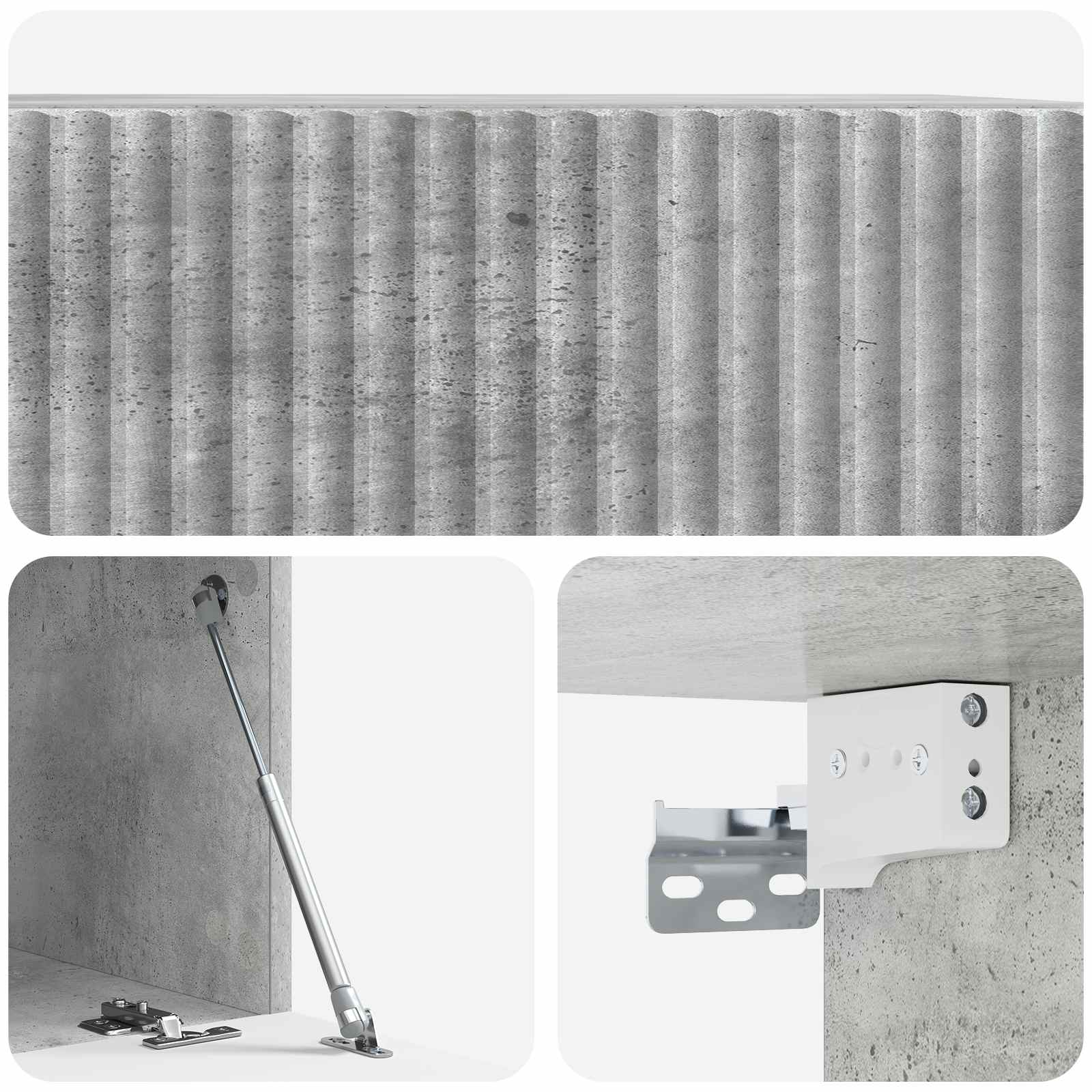 Wandmontierter TV-Schrank Betongrau 59,5 x 41 x 30 cm