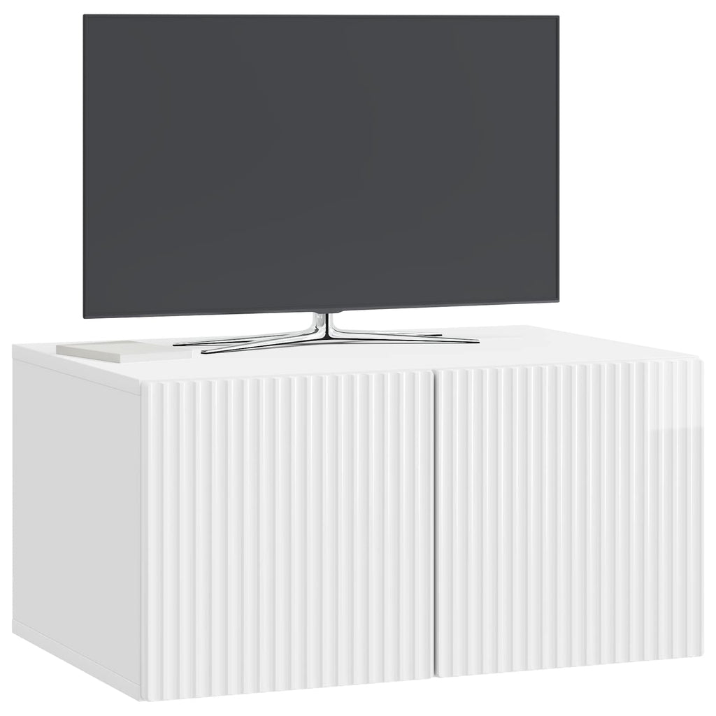 Wandmontierter TV-Schrank Hochglanz Weiß 59,5 x 41 x 30 cm