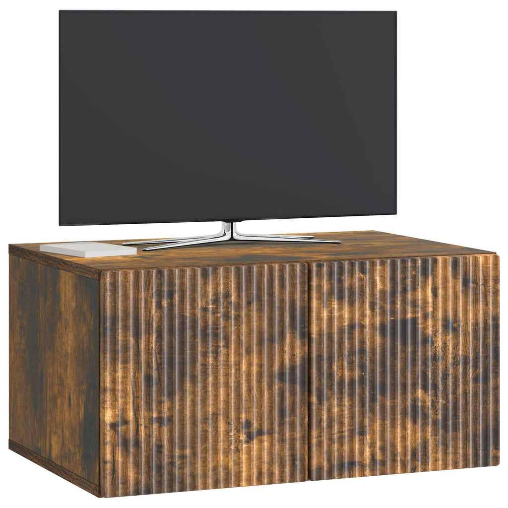 Wandmontierter TV-Schrank Geräucherte Eiche 59,5 x 41 x 30 cm