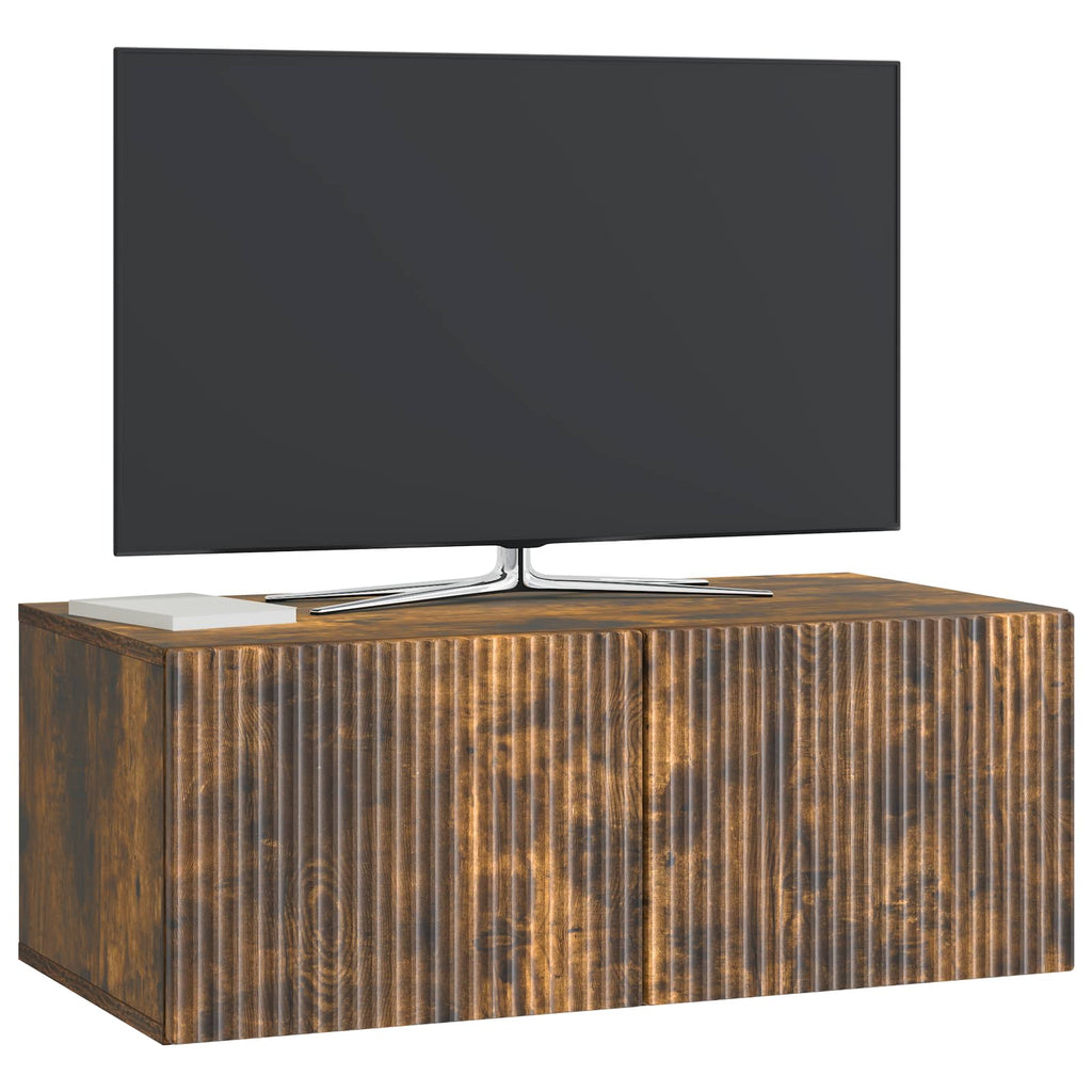 Wandmontierter TV-Schrank Geräucherte Eiche 78,5 x 41 x 30 cm