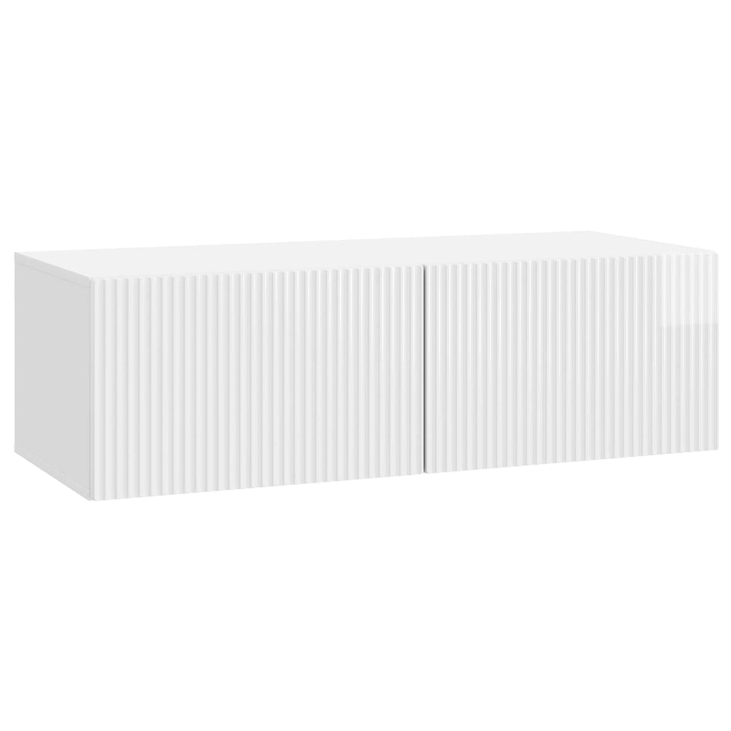 Wandmontierter TV-Schrank Hochglanz Weiß 98 x 41 x 30 cm