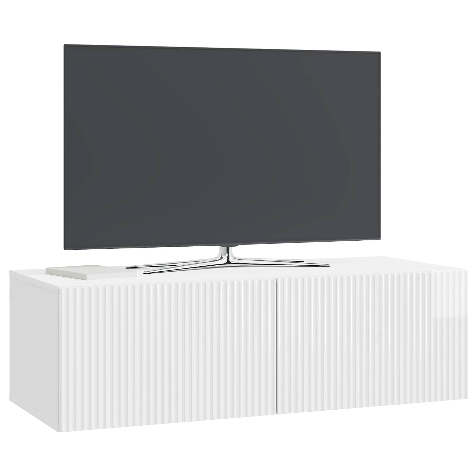 Wandmontierter TV-Schrank Hochglanz Weiß 98 x 41 x 30 cm
