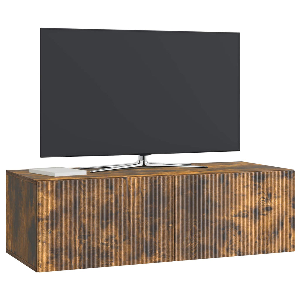 Wandmontierter TV-Schrank Geräucherte Eiche 98 x 41 x 30 cm