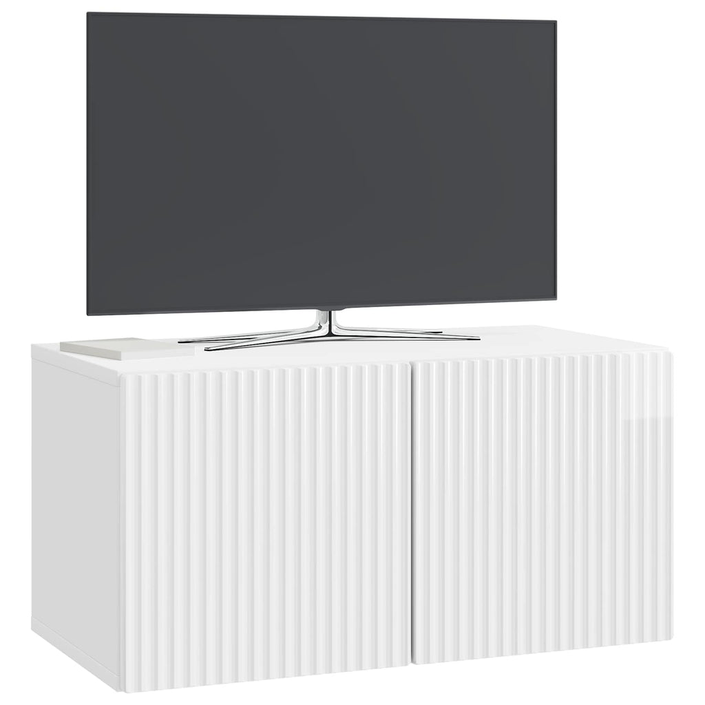 Wandmontierter TV-Schrank Hochglanz Weiß 59,5 x 31 x 30 cm