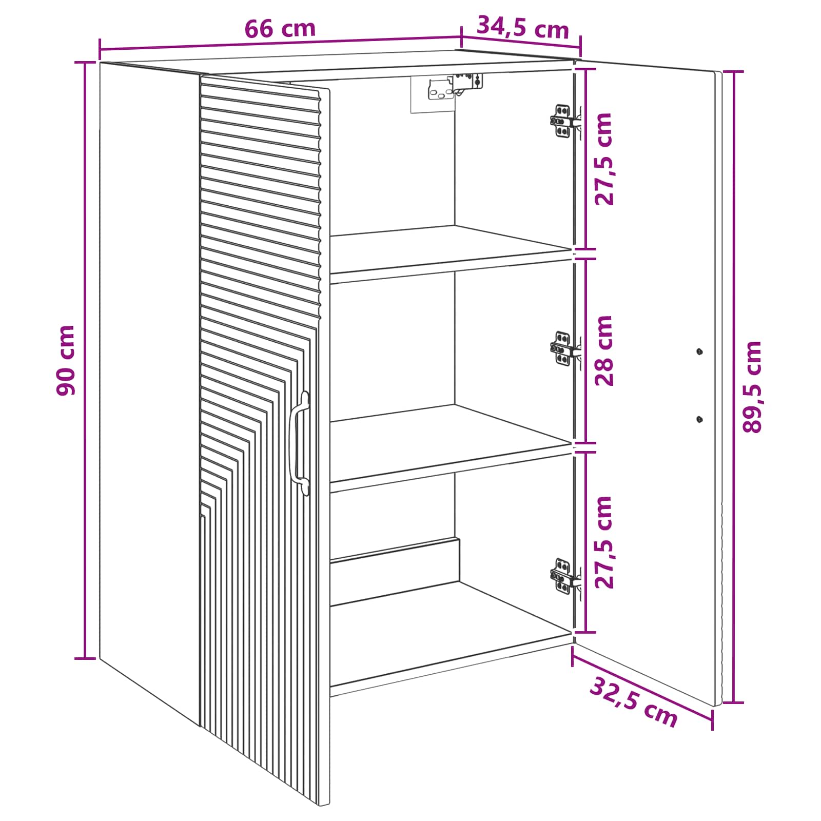 Wandschrank Schwarz 66 x 34,5 x 90 cm Holzwerkstoff