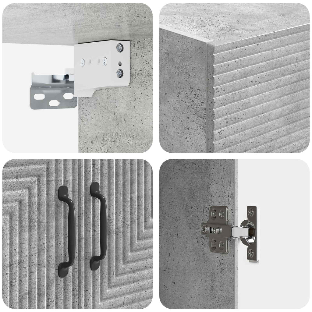 Wandschrank Betongrau 66 x 34,5 x 90 cm Holzwerkstoff