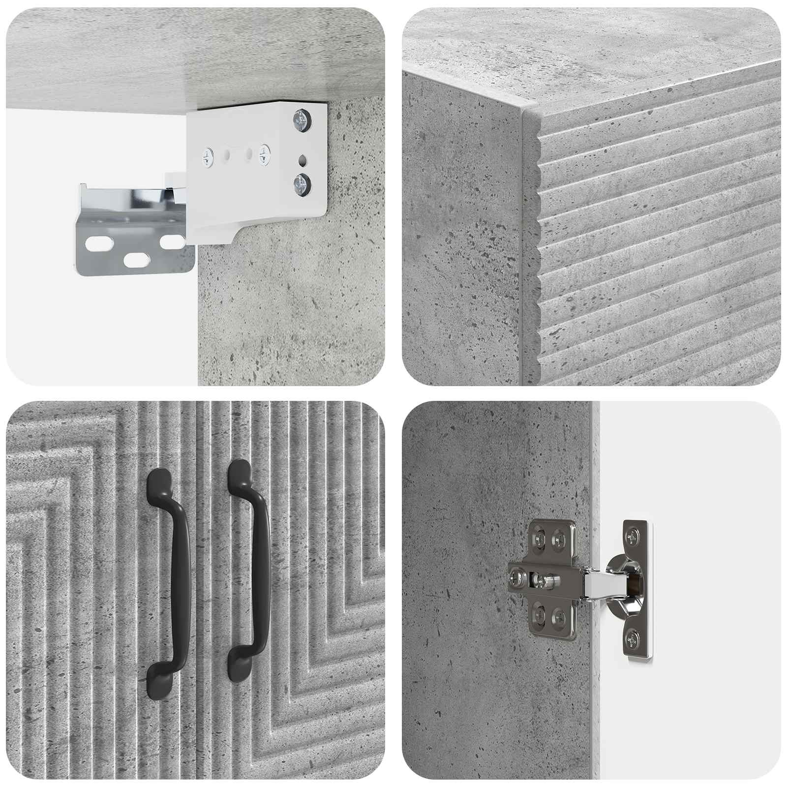 Wandschrank Betongrau 66 x 34,5 x 90 cm Holzwerkstoff
