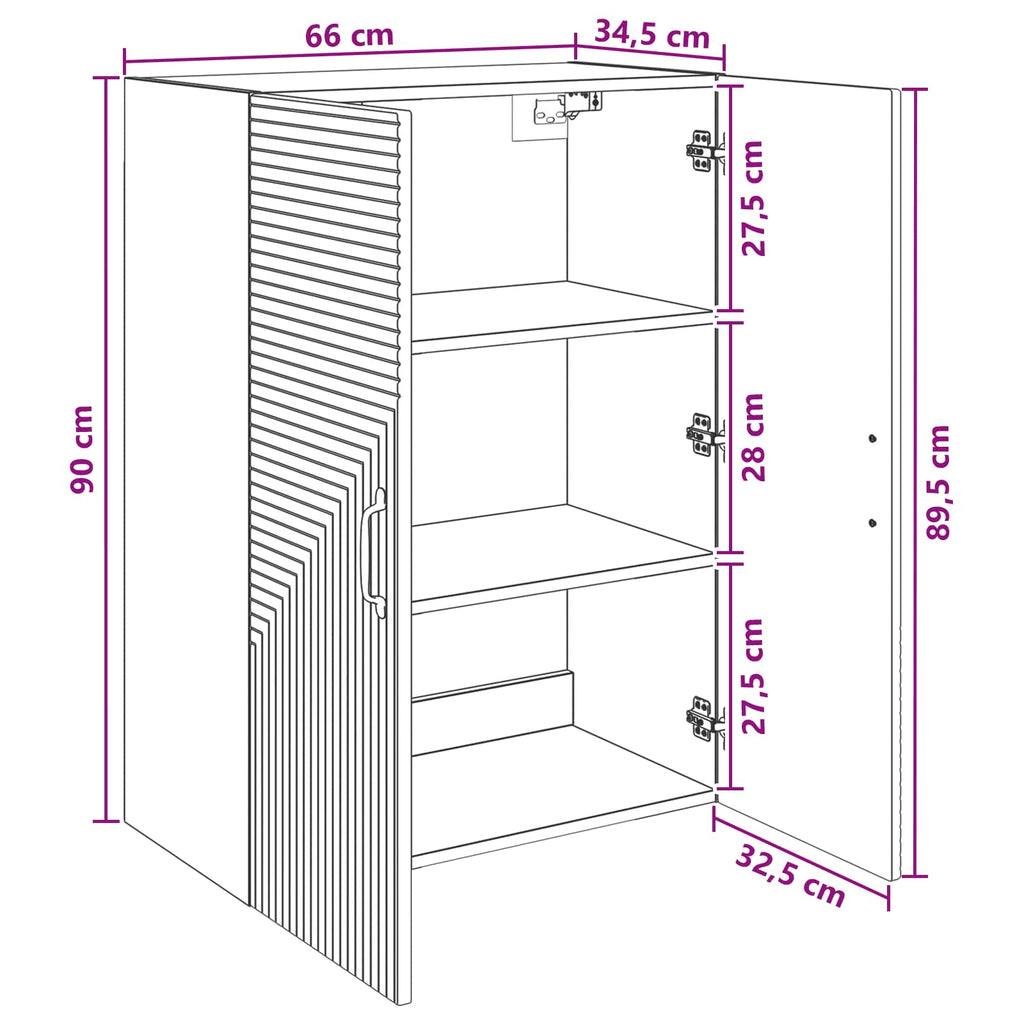 Wandschrank Grau Sonoma 66 x 34,5 x 90 cm Holzwerkstoff