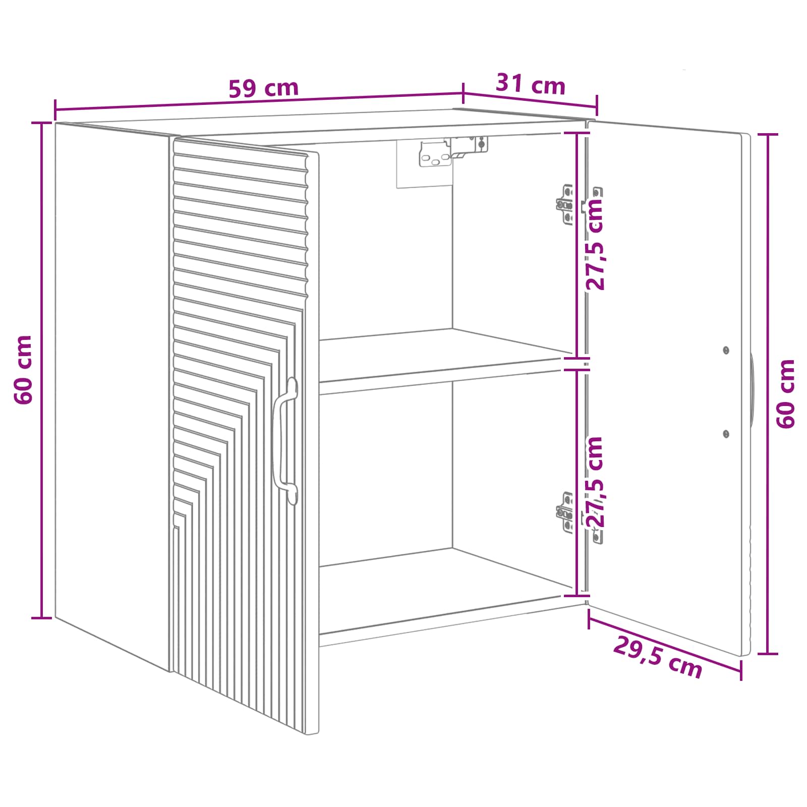 Wandschrank Betongrau 59 x 31 x 60 cm Holzwerkstoff
