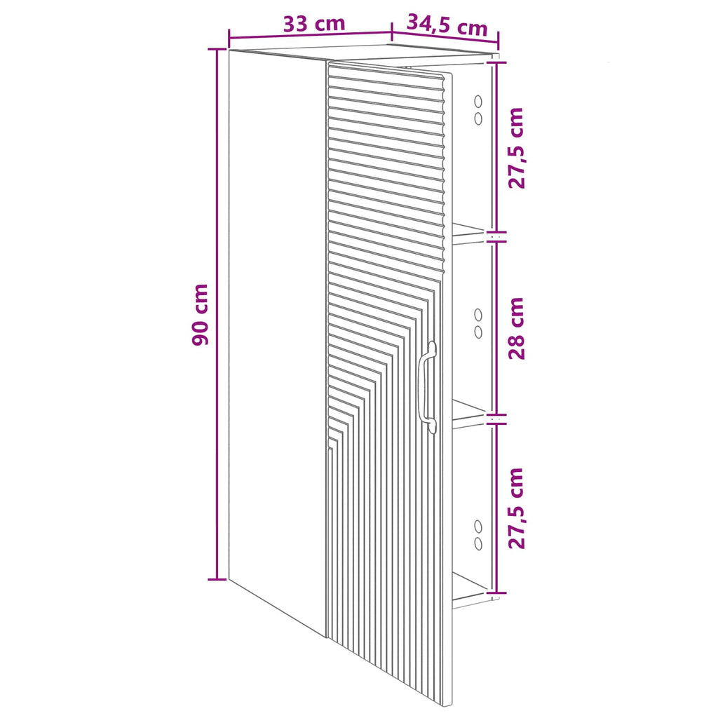Wandschrank Geräucherte Eiche 33 x 34,5 x 90 cm Holzwerkstoff