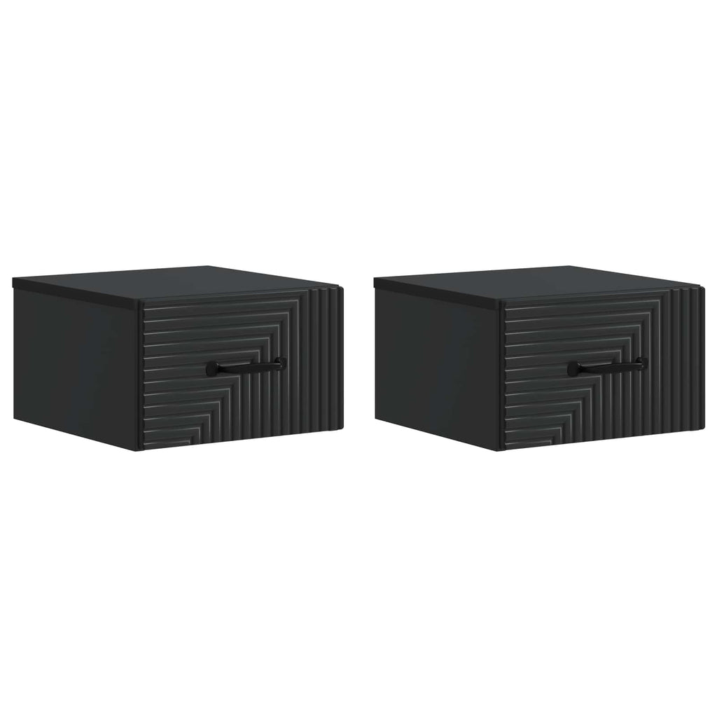 Wandmontierter Nachttisch 2 pcs Schwarz 34,5 x 33 x 20 cm