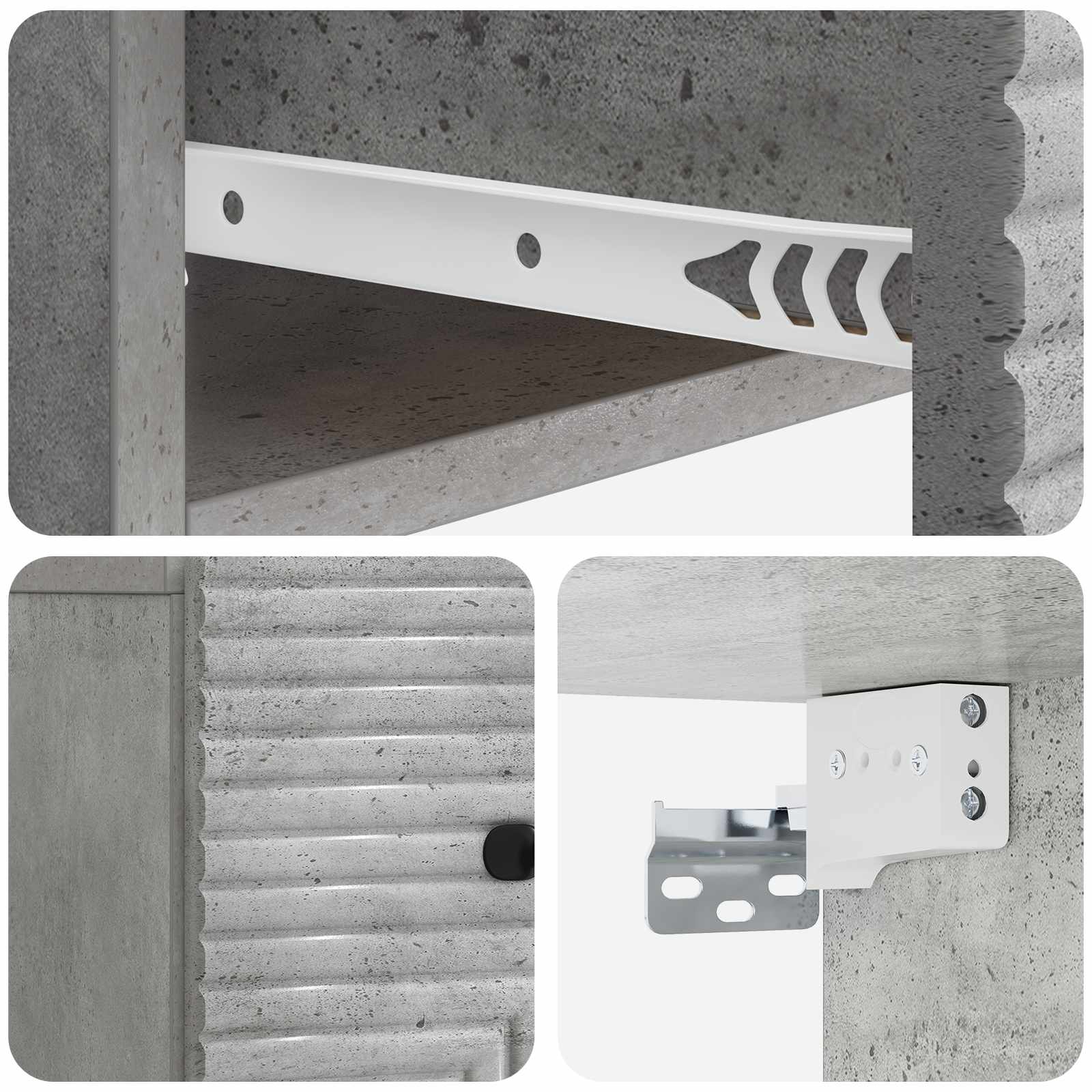 Wandmontierter Nachttisch Betongrau 34,5 x 33 x 20 cm
