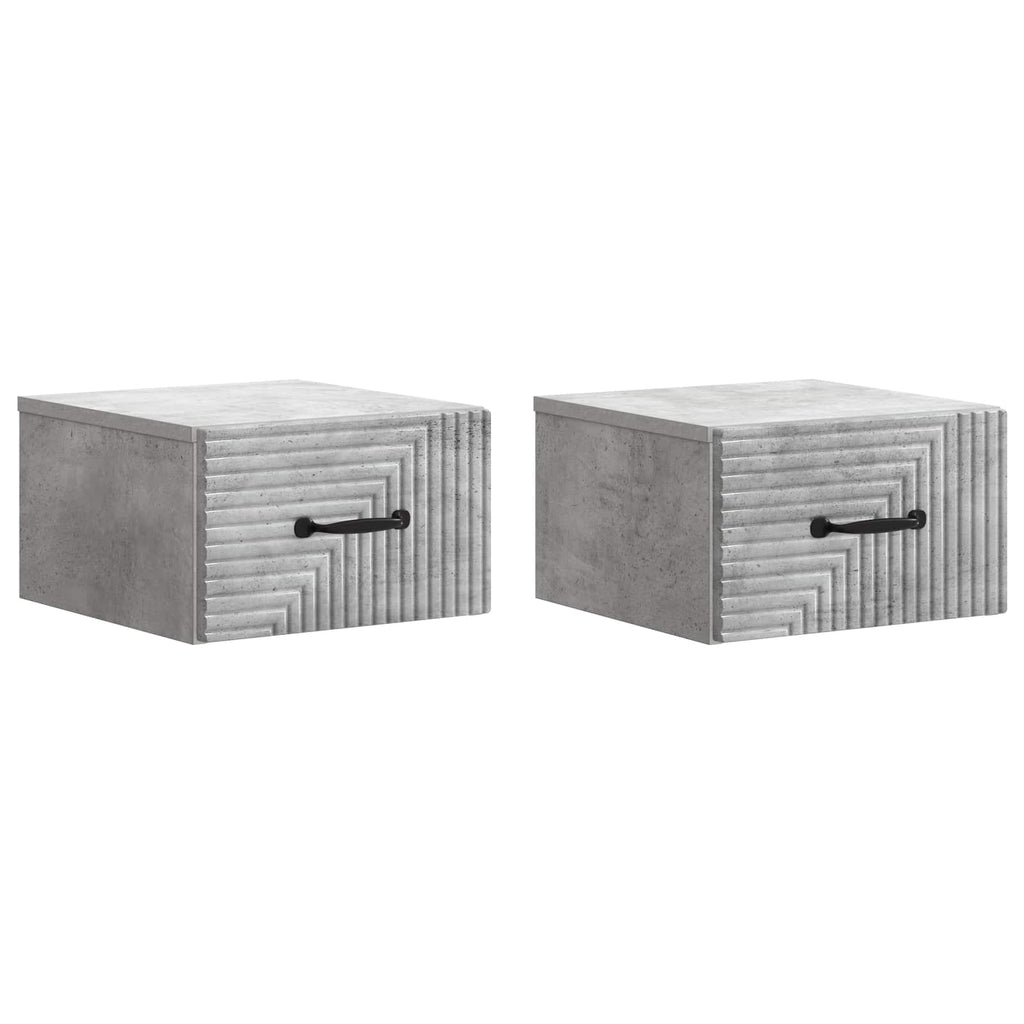 Wandmontierter Nachttisch 2 pcs Betongrau 34,5 x 33 x 20 cm