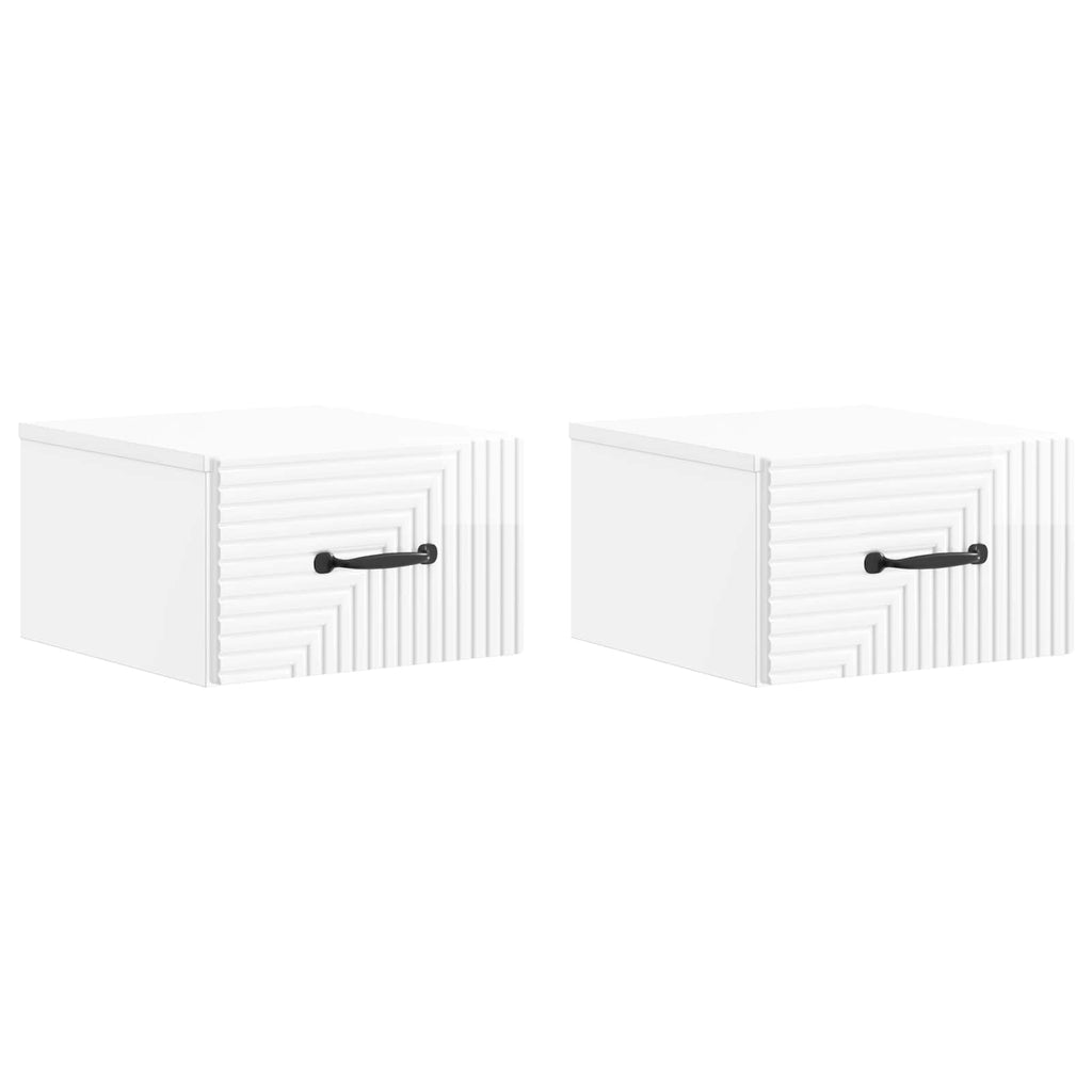 Wandmontierter Nachttisch 2 pcs Hochglanz Weiß Holzwerkstoff