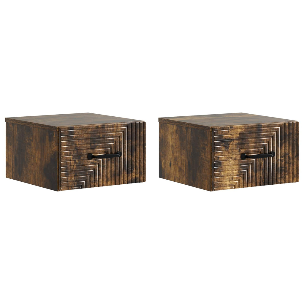 Wandmontierter Nachttisch 2 pcs Geräucherte Eiche Holzwerkstoff