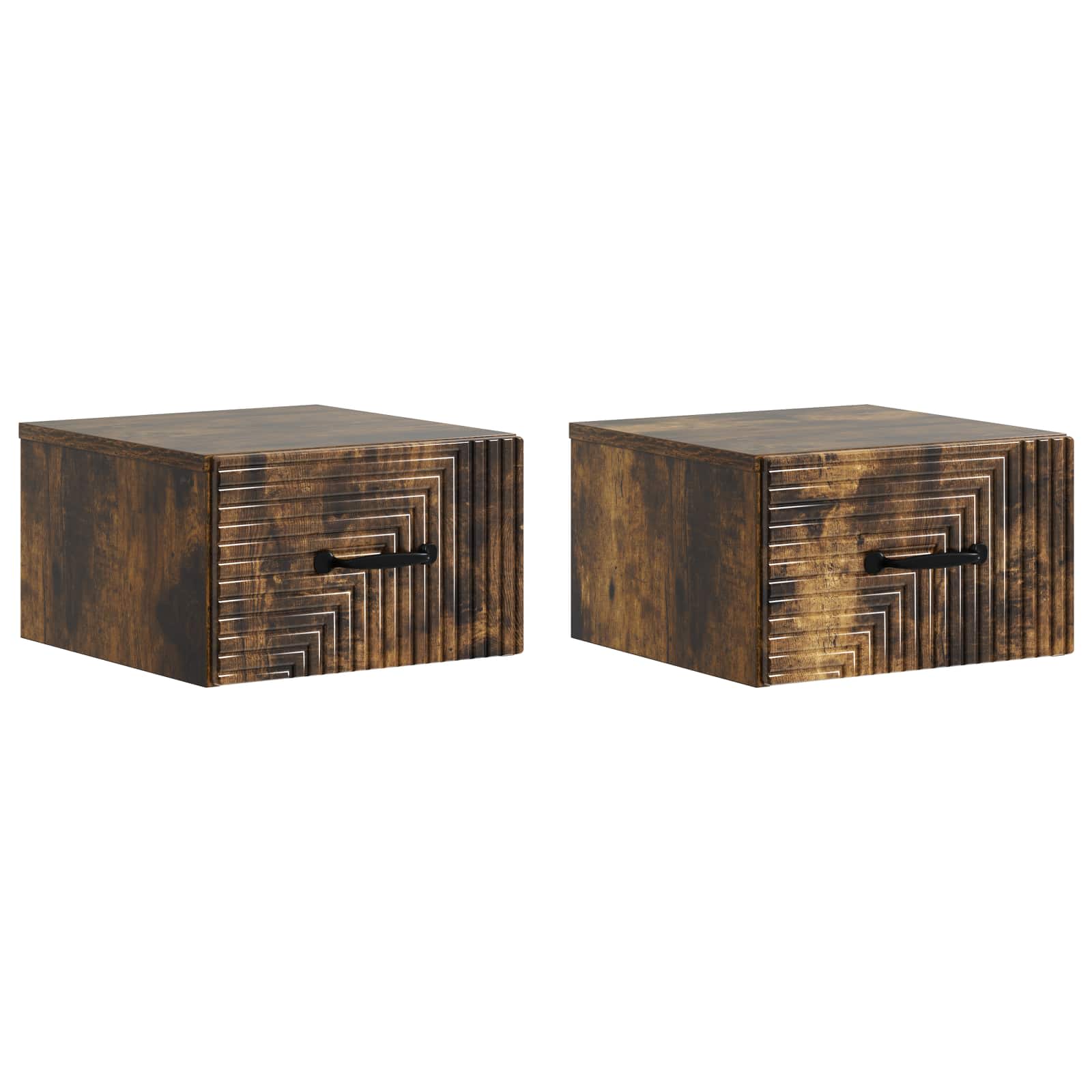 Wandmontierter Nachttisch 2 pcs Geräucherte Eiche Holzwerkstoff