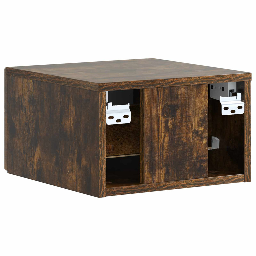 Wandmontierter Nachttisch 2 pcs Geräucherte Eiche Holzwerkstoff