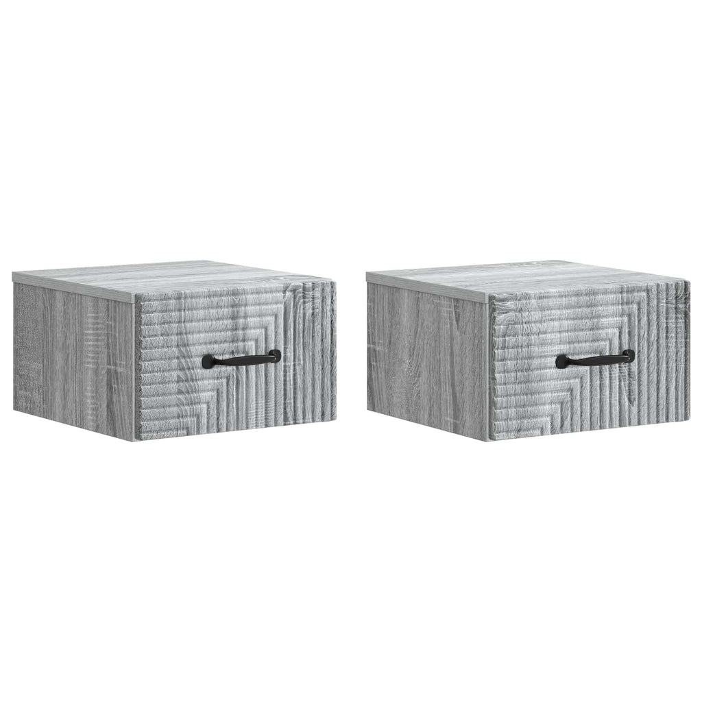 Wandmontierter Nachttisch 2 pcs Graues Sonoma 34,5 x 33 x 20 cm