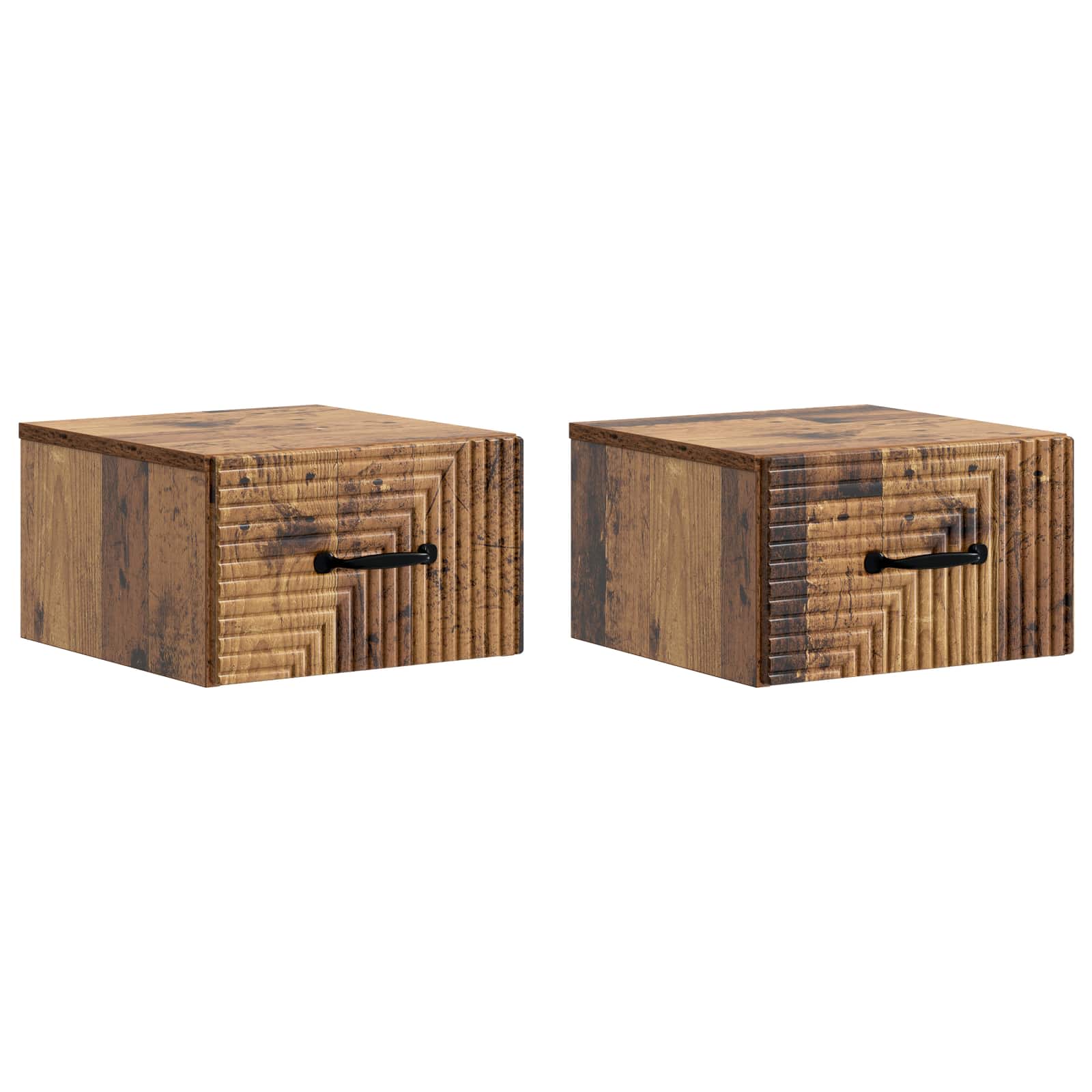 Wandmontierter Nachttisch 2 pcs Altholz 34,5 x 33 x 20 cm