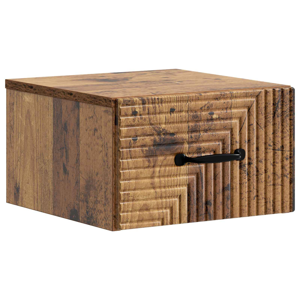 Wandmontierter Nachttisch 2 pcs Altholz 34,5 x 33 x 20 cm
