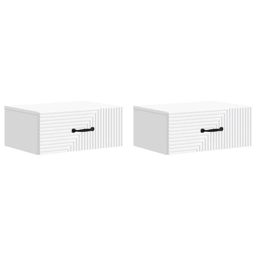 Wandmontierter Nachttisch 2 pcs Weiß 49 x 34,5 x 20 cm