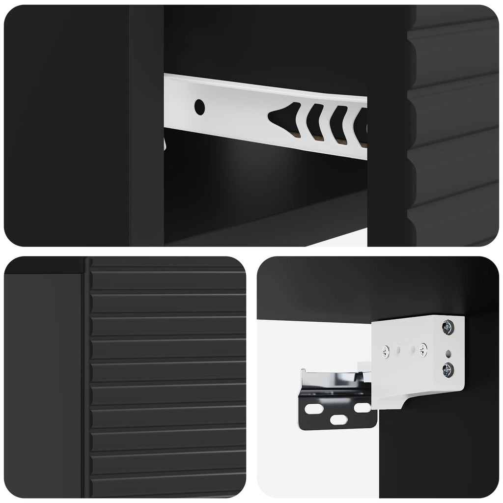 Wandmontierter Nachttisch Schwarz 49 x 34,5 x 20 cm