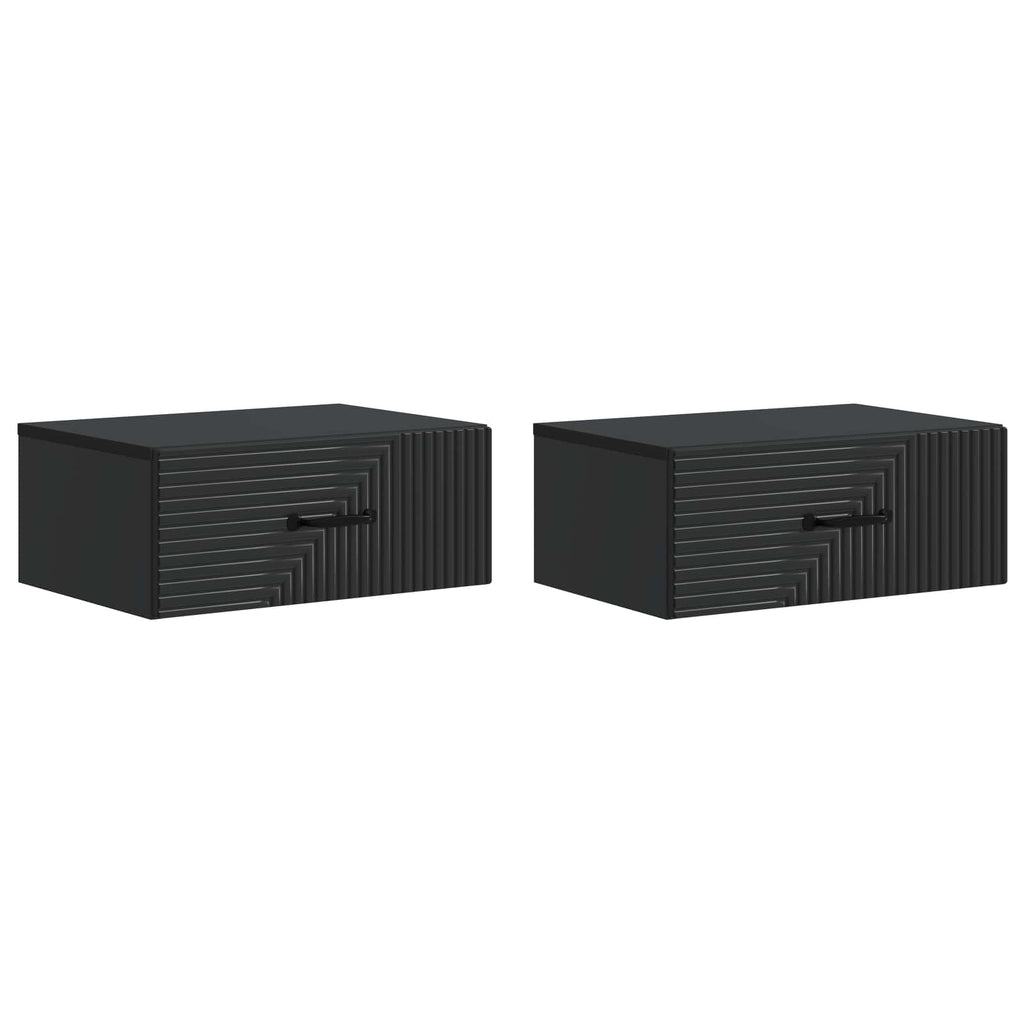 Wandmontierter Nachttisch 2 pcs Schwarz 49 x 34,5 x 20 cm