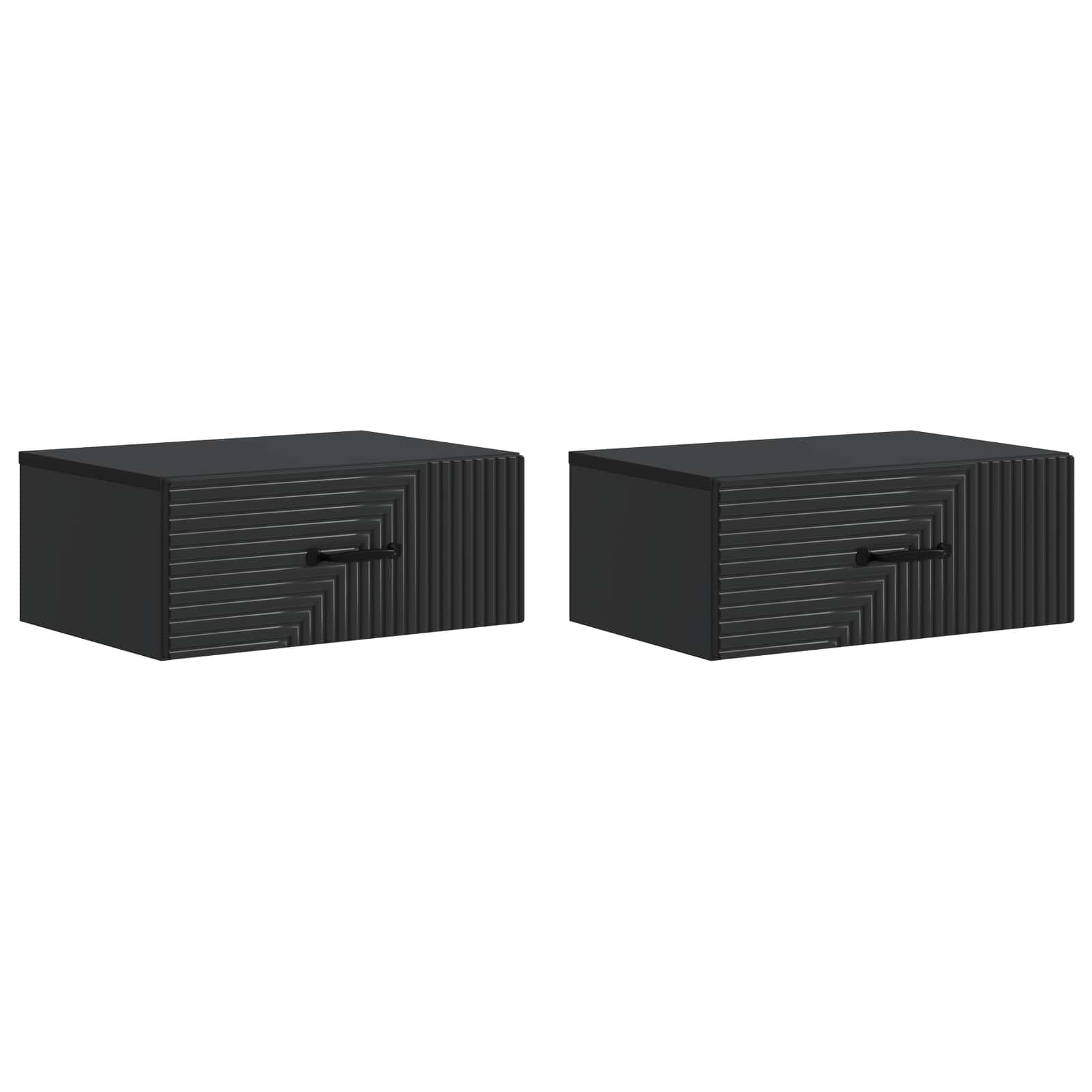 Wandmontierter Nachttisch 2 pcs Schwarz 49 x 34,5 x 20 cm