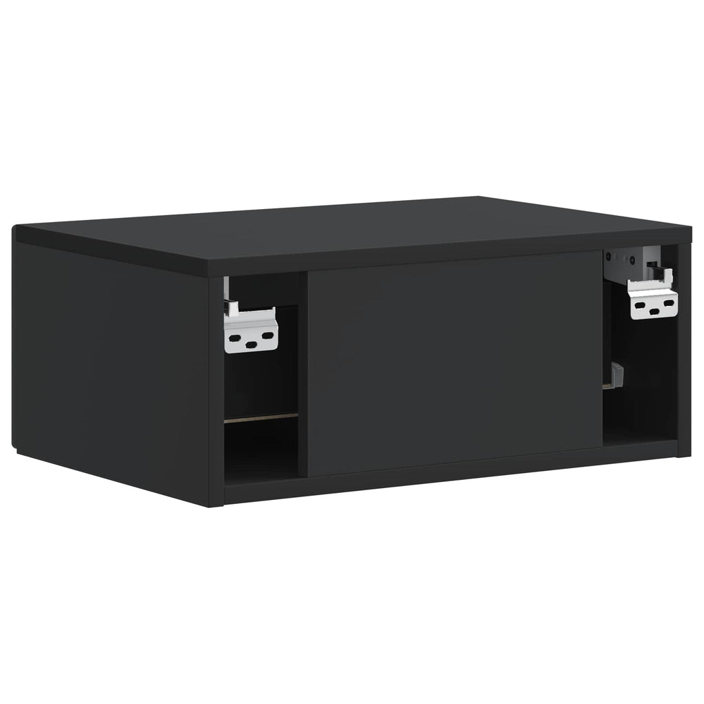 Wandmontierter Nachttisch 2 pcs Schwarz 49 x 34,5 x 20 cm
