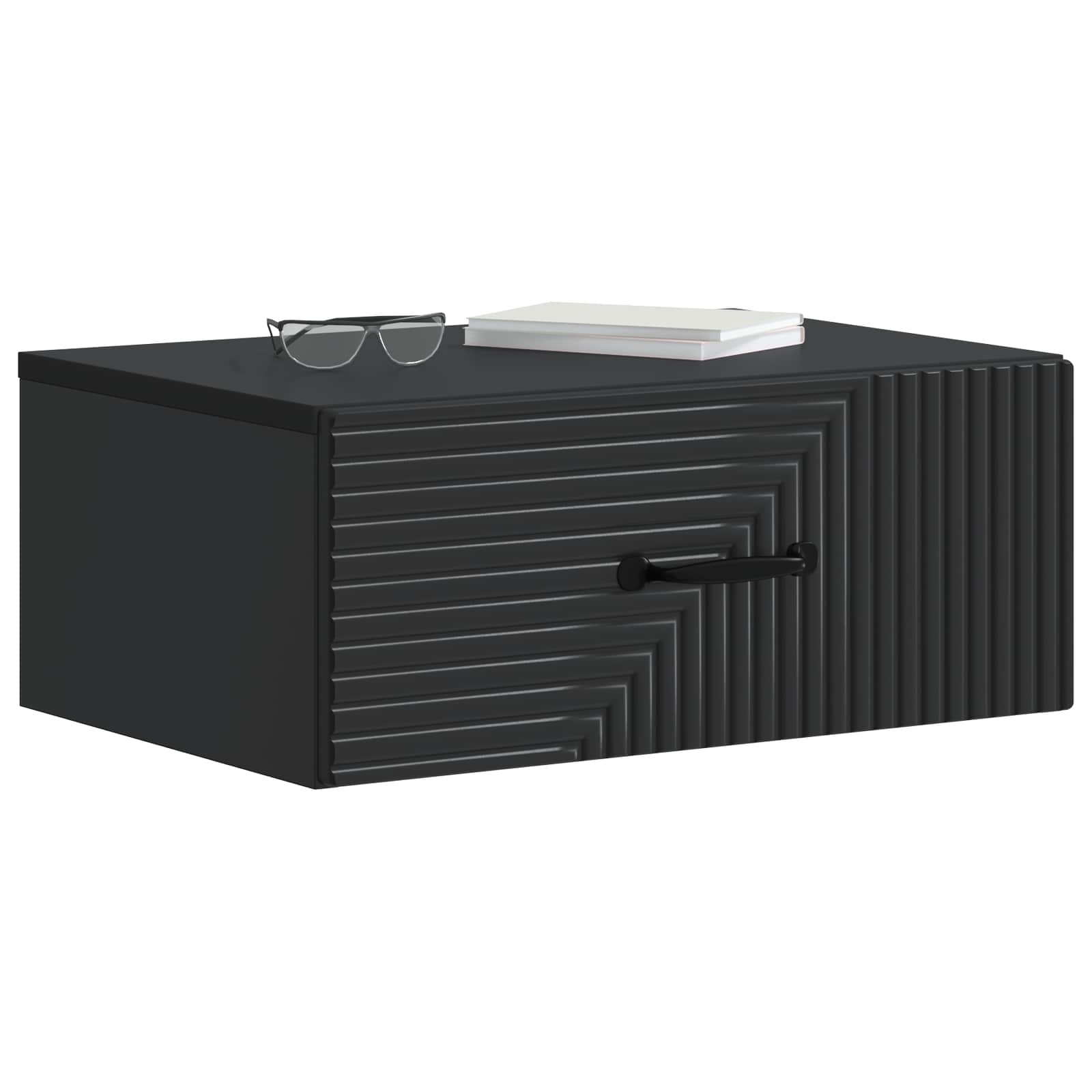 Wandmontierter Nachttisch 2 pcs Schwarz 49 x 34,5 x 20 cm