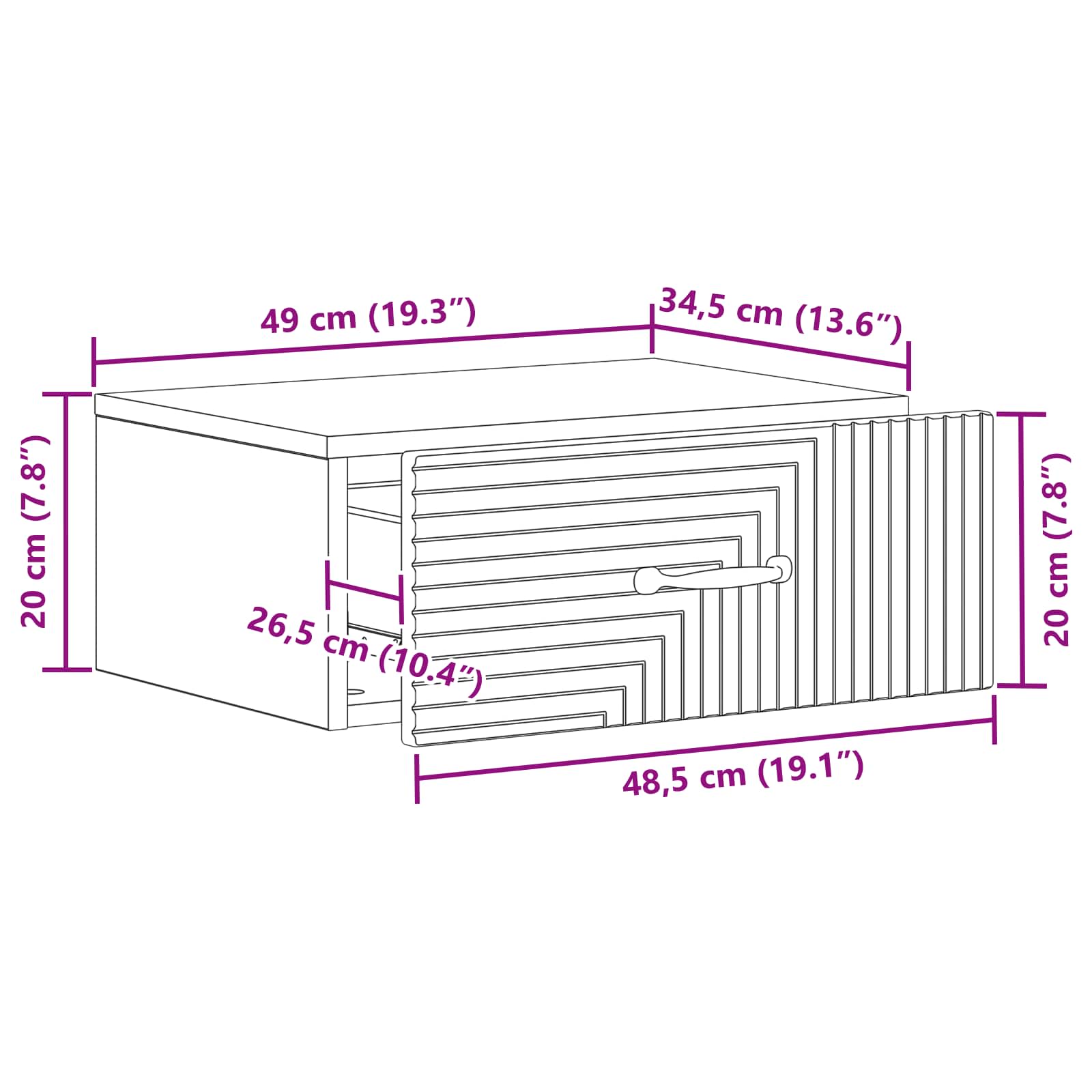 Wandmontierter Nachttisch 2 pcs Schwarz 49 x 34,5 x 20 cm