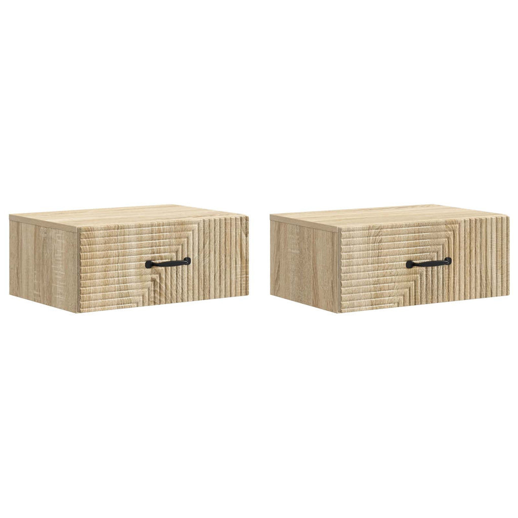 Wandmontierter Nachttisch 2 pcs Sonoma-Eiche 49 x 34,5 x 20 cm