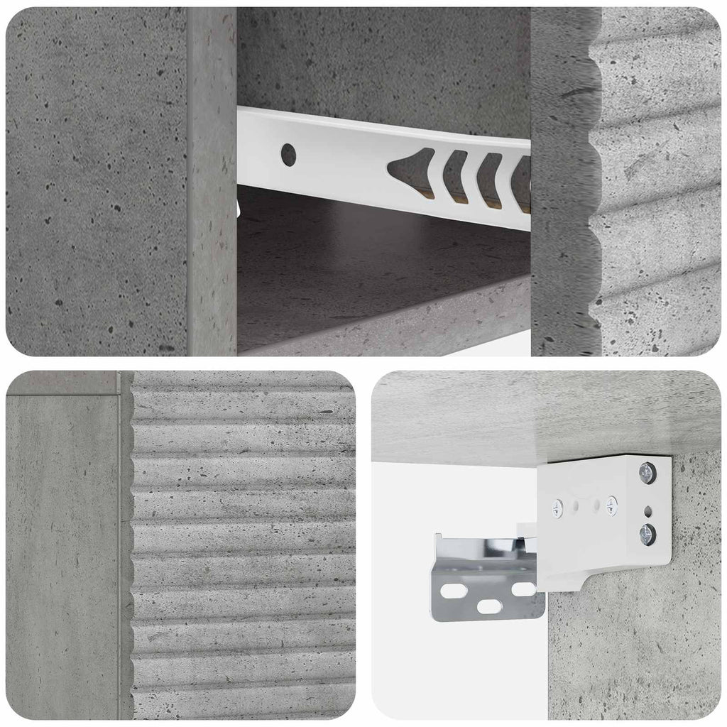Wandmontierter Nachttisch 2 pcs Betongrau 49 x 34,5 x 20 cm