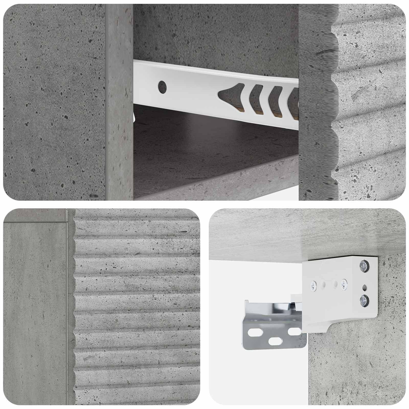 Wandmontierter Nachttisch 2 pcs Betongrau 49 x 34,5 x 20 cm