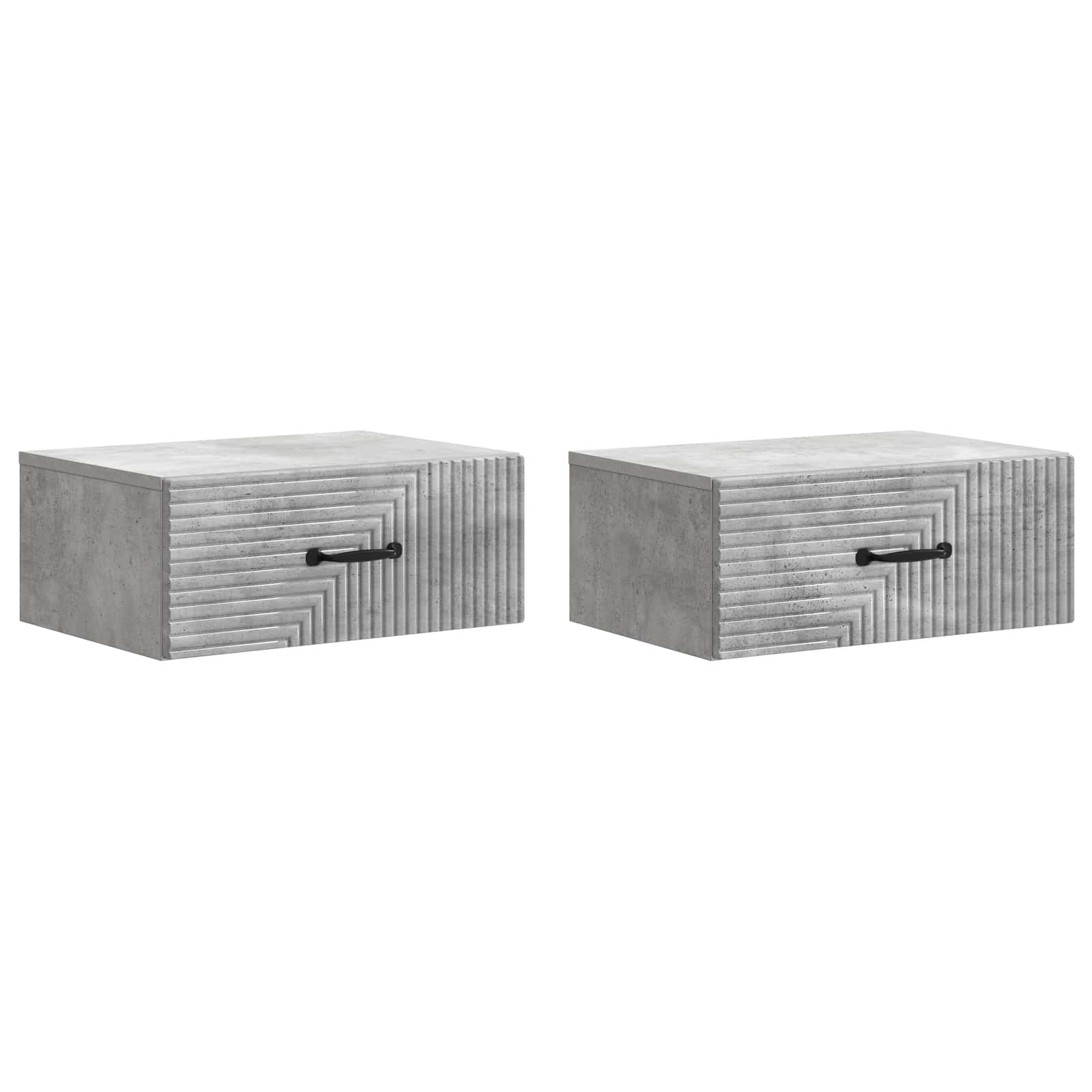 Wandmontierter Nachttisch 2 pcs Betongrau 49 x 34,5 x 20 cm