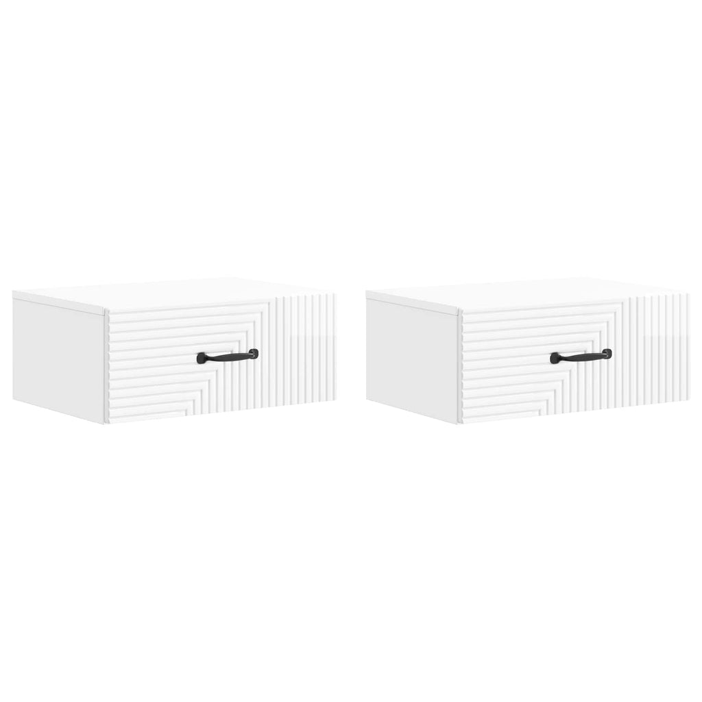 Wandmontierter Nachttisch 2 pcs Hochglanz Weiß Holzwerkstoff