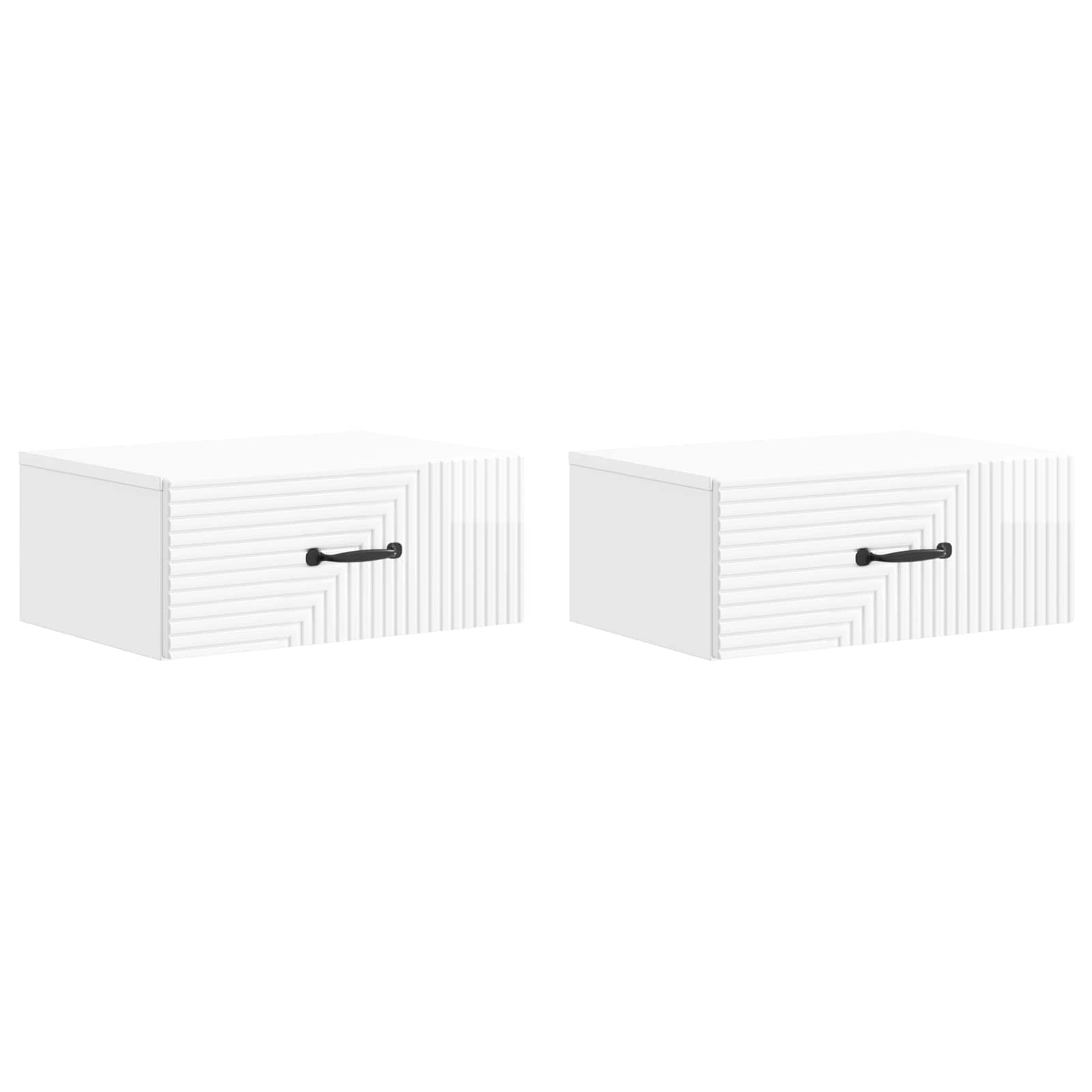 Wandmontierter Nachttisch 2 pcs Hochglanz Weiß Holzwerkstoff